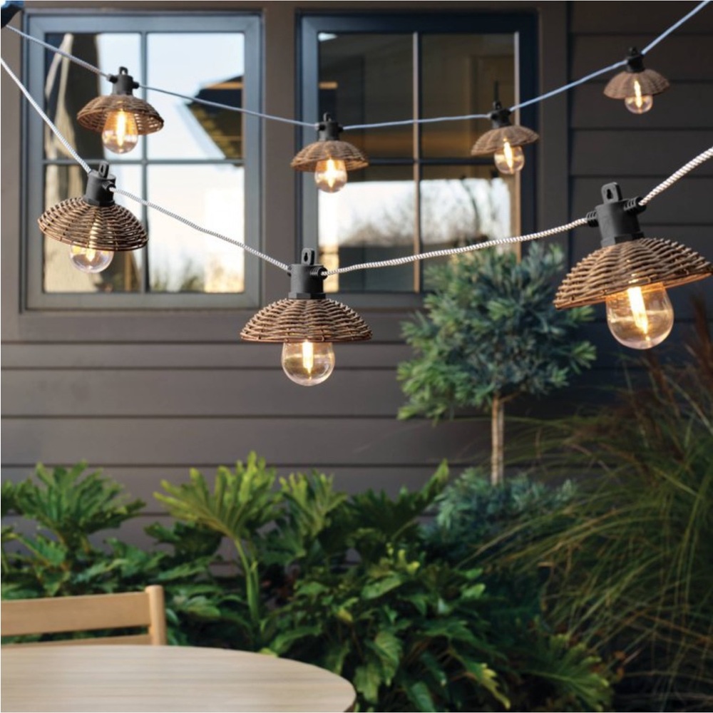 ✨10-Count LED Wired Woven Rattan Shade String Lights - Hearth & Hand Magnolia